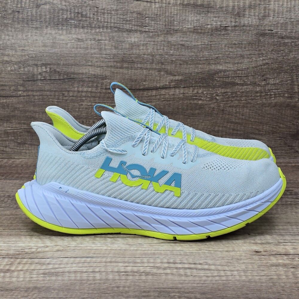 Hoka One One Carbon X 3 Men's Sz 12.5D White Yellow Running Shoes (1123192 BSEP)
